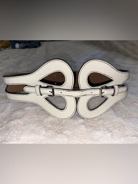 Women’s BCBGMAXAZRIA White Croc Embossed Vegan Leather PU Waist Belt Size Small